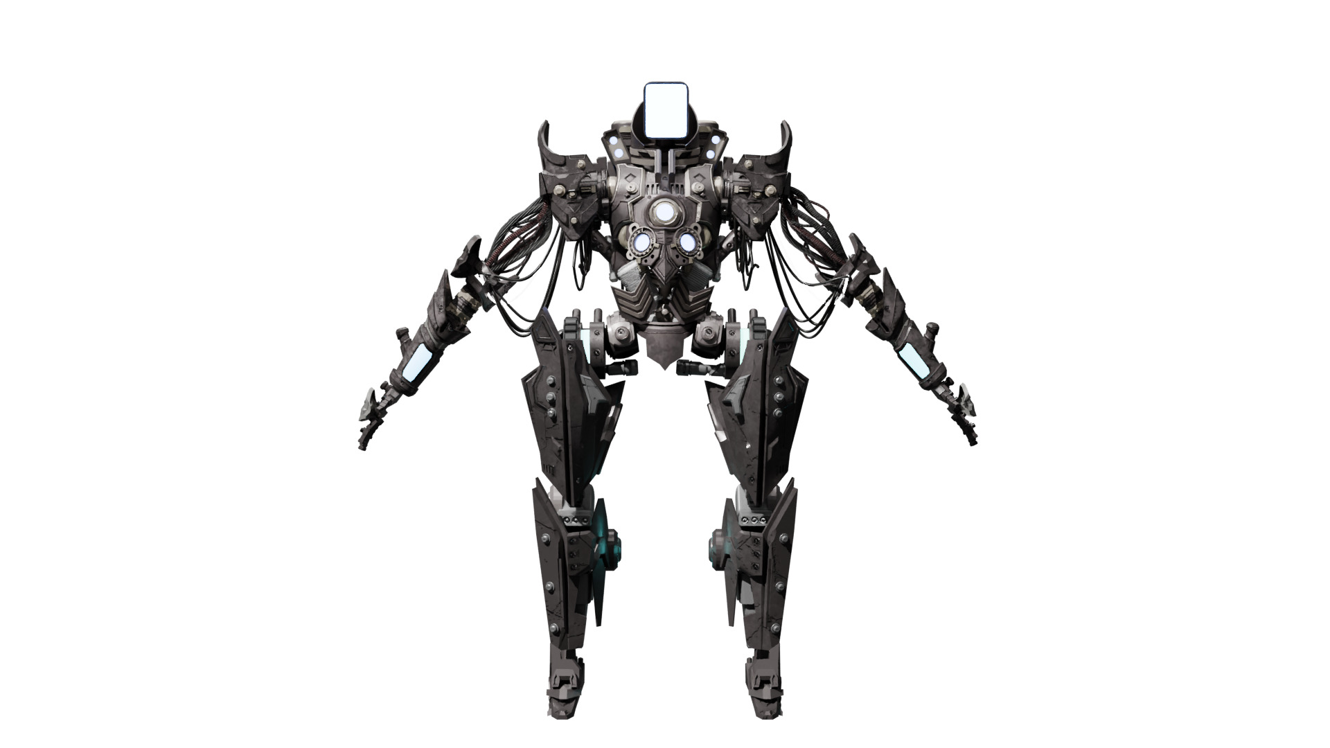 Futuristic War Mech robot Fully Rigged Low-poly 3D model_2