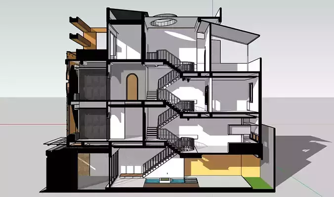 Modern Multi-Story Building  Model Sketchup  Vantage render 