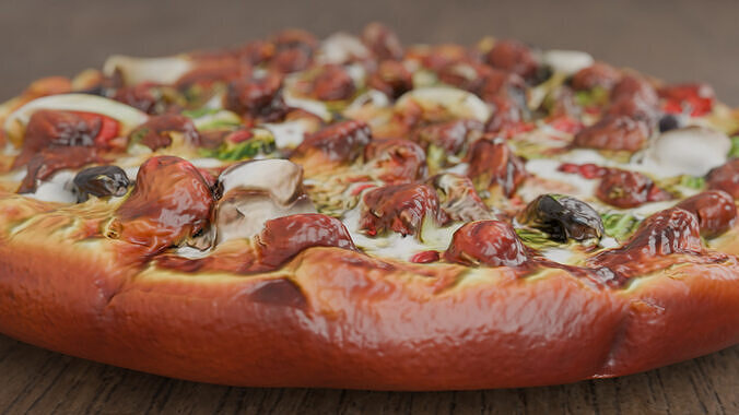 Realistic 3D Pizza Model Game Ready High Quality Render Low-poly 3D model 2