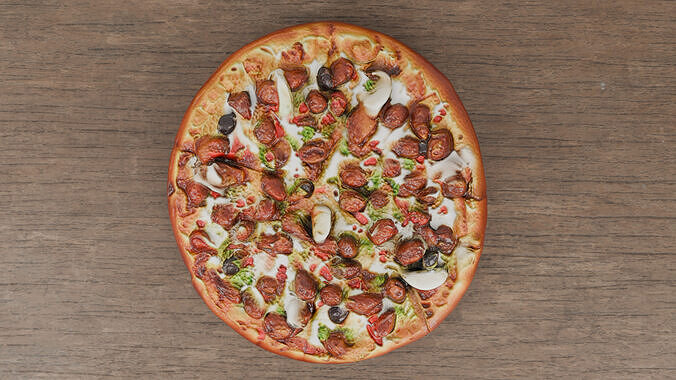 Realistic 3D Pizza Model Game Ready High Quality Render Low-poly 3D model 3