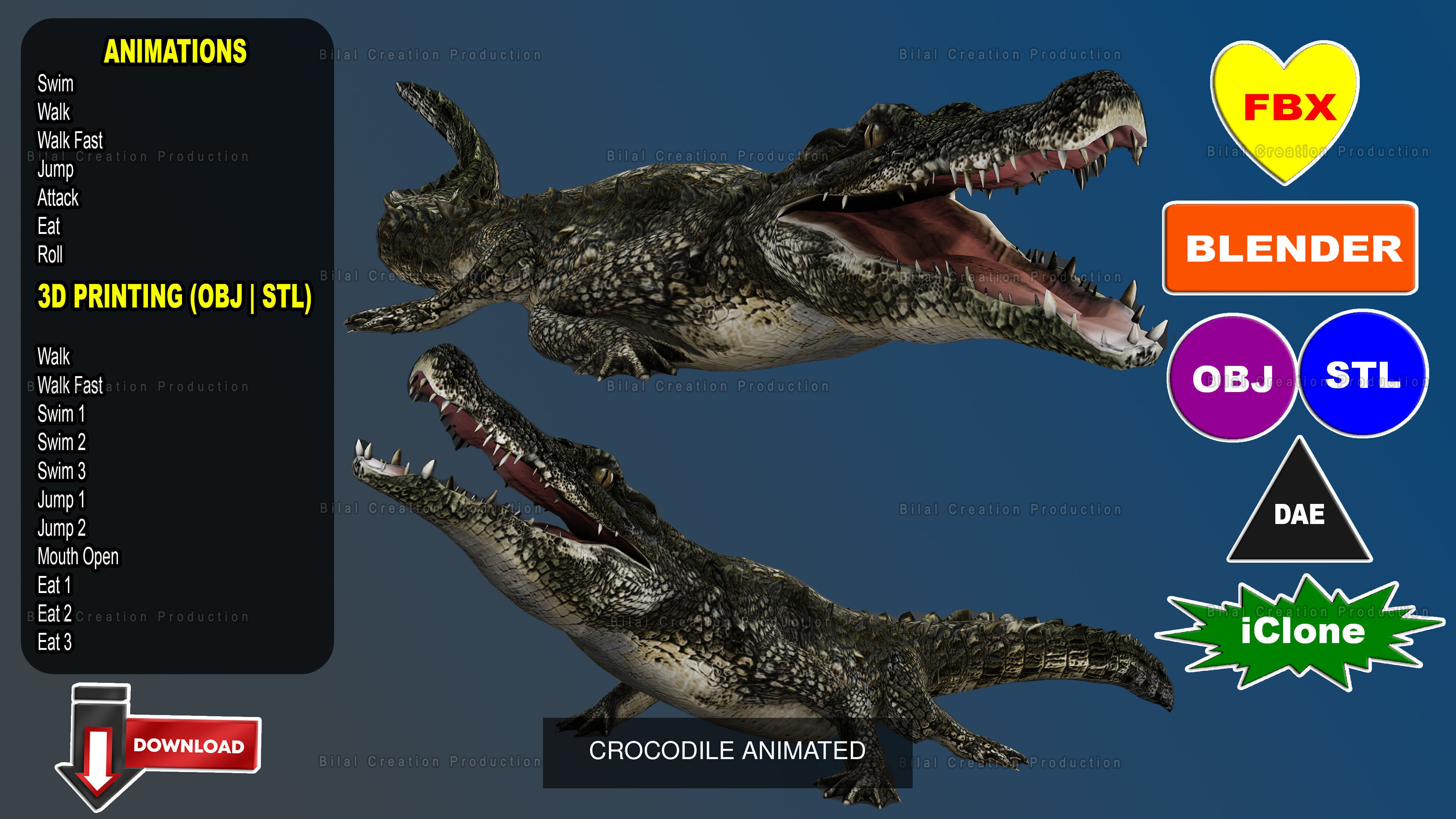 5 PACK OF OCEAN ANIMATED ANIMALS 3D Model Collection_4