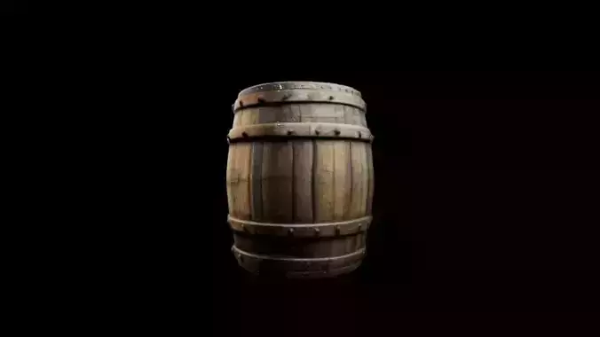 Medieval wooden barrel Low-poly 3D model