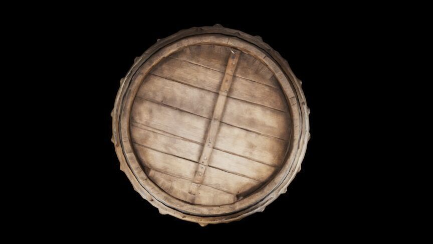 Medieval wooden barrel Low-poly 3D model_8