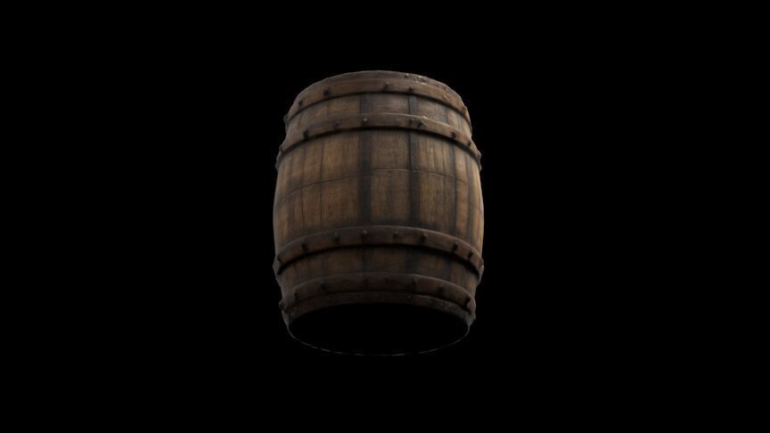 Medieval wooden barrel Low-poly 3D model_5