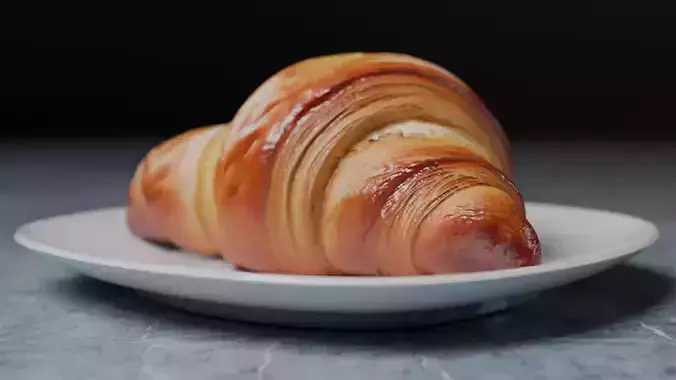 Realistic 3D Croissant Model with High Quality PBR Textures