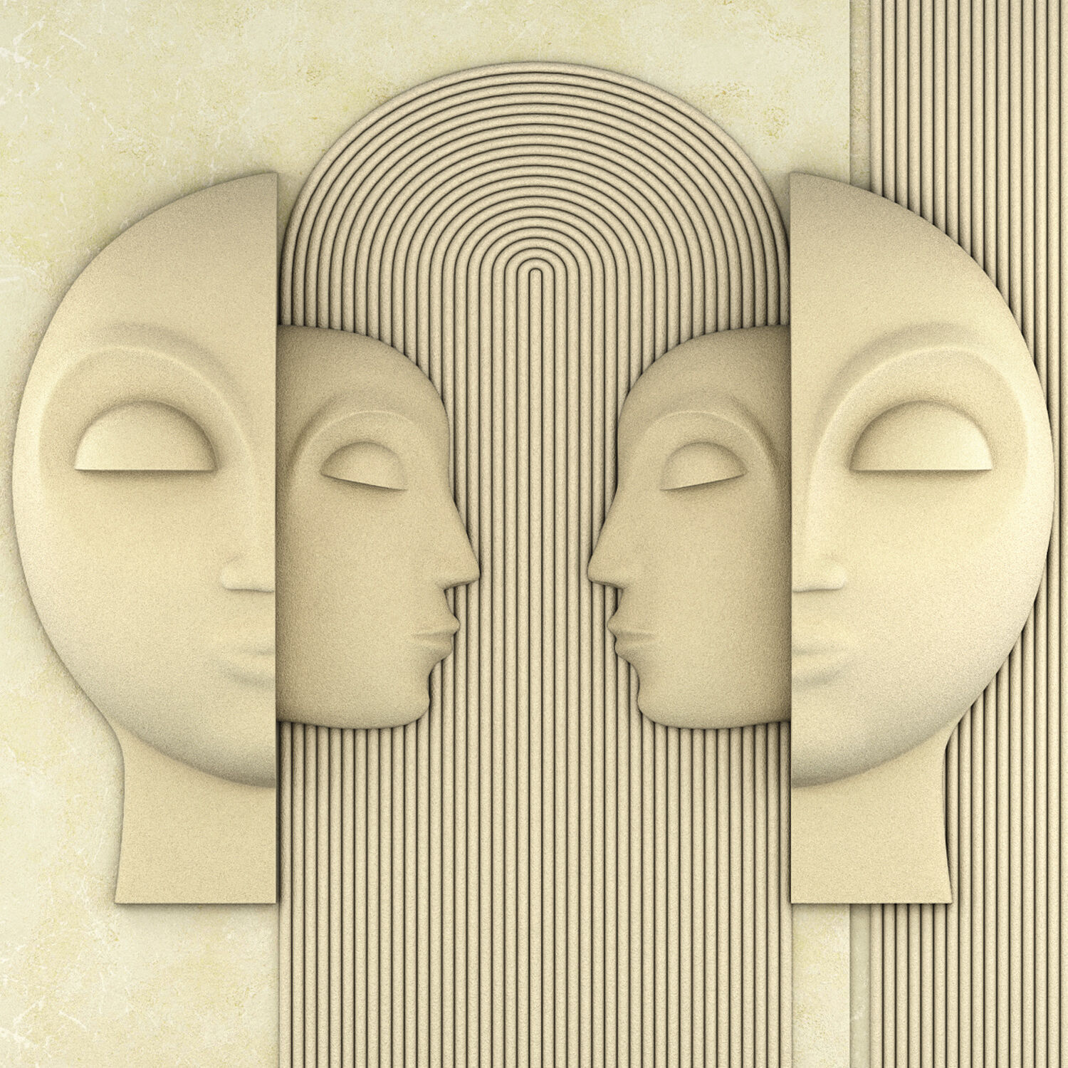modern abstract face relief minimalist wall art 3D model_2