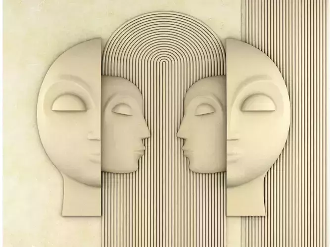 modern abstract face relief minimalist wall art 3D model