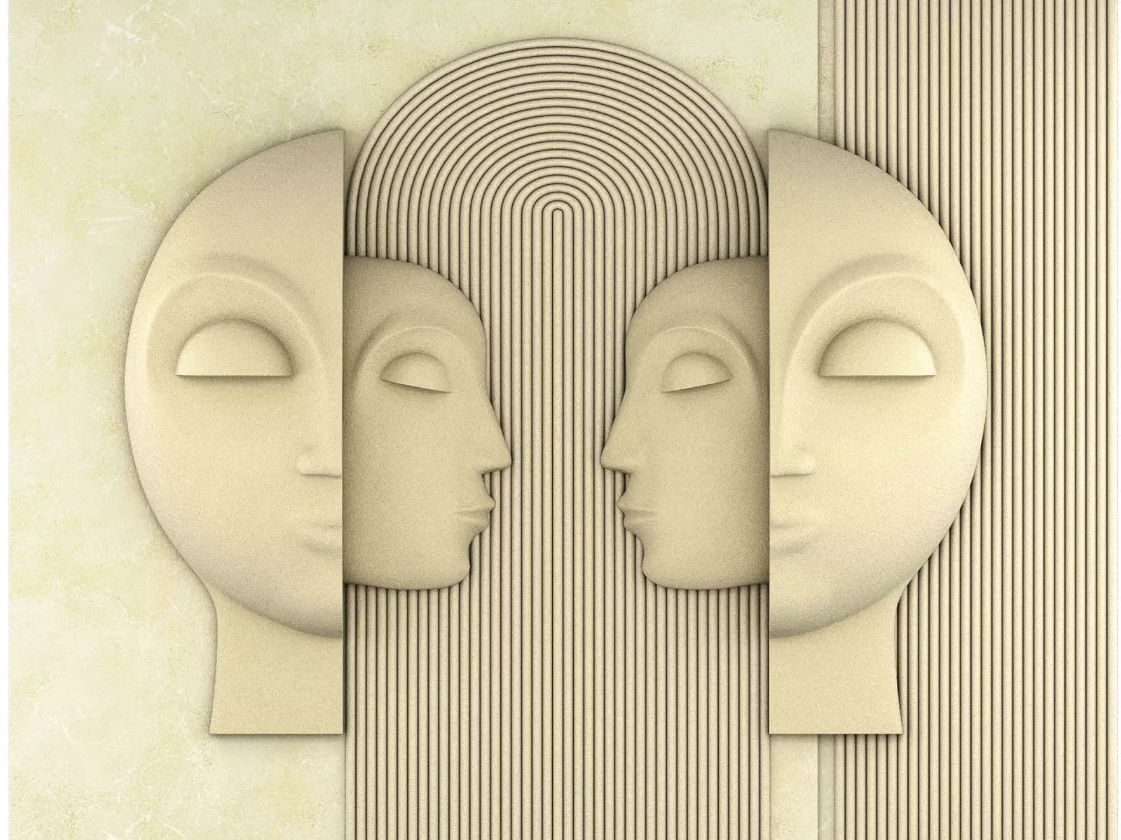 modern abstract face relief minimalist wall art 3D model_0