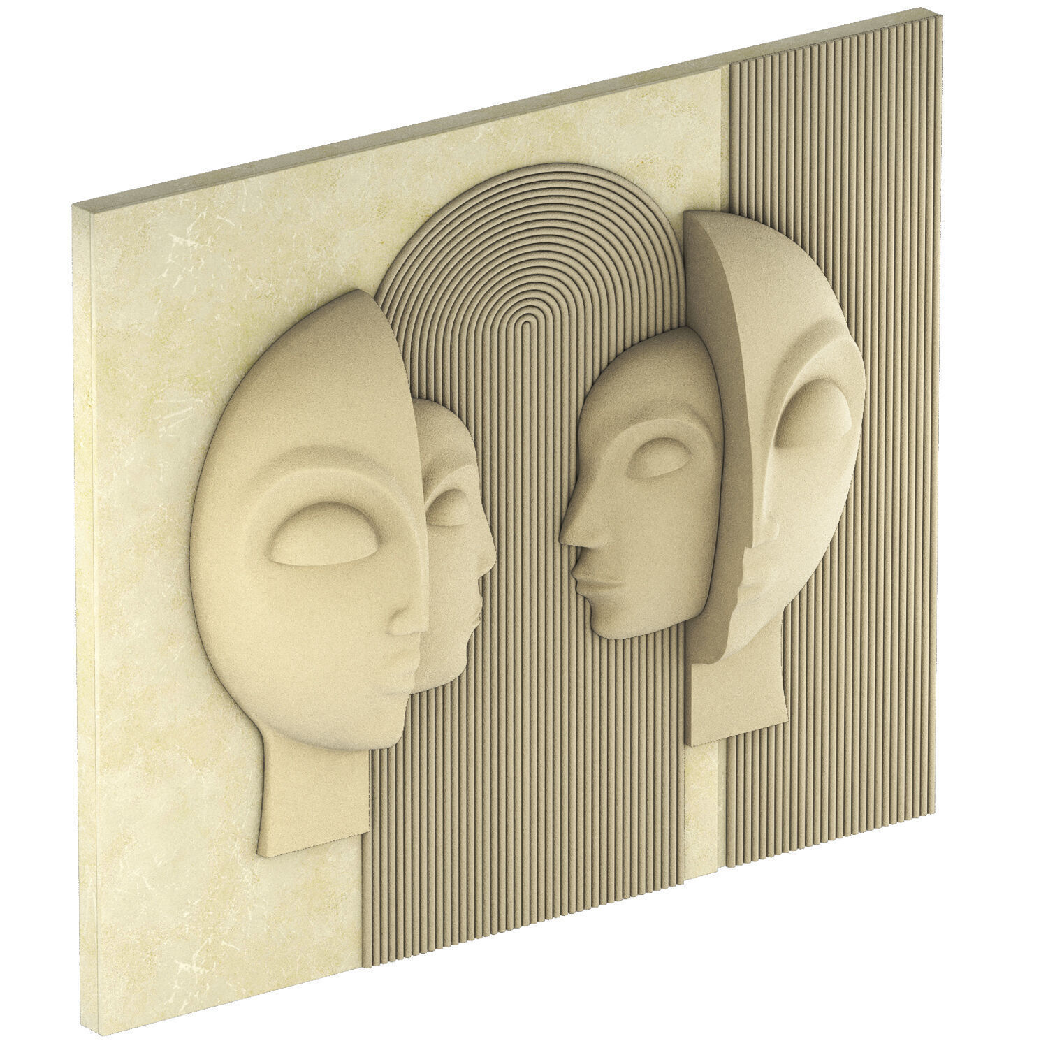 modern abstract face relief minimalist wall art 3D model_3