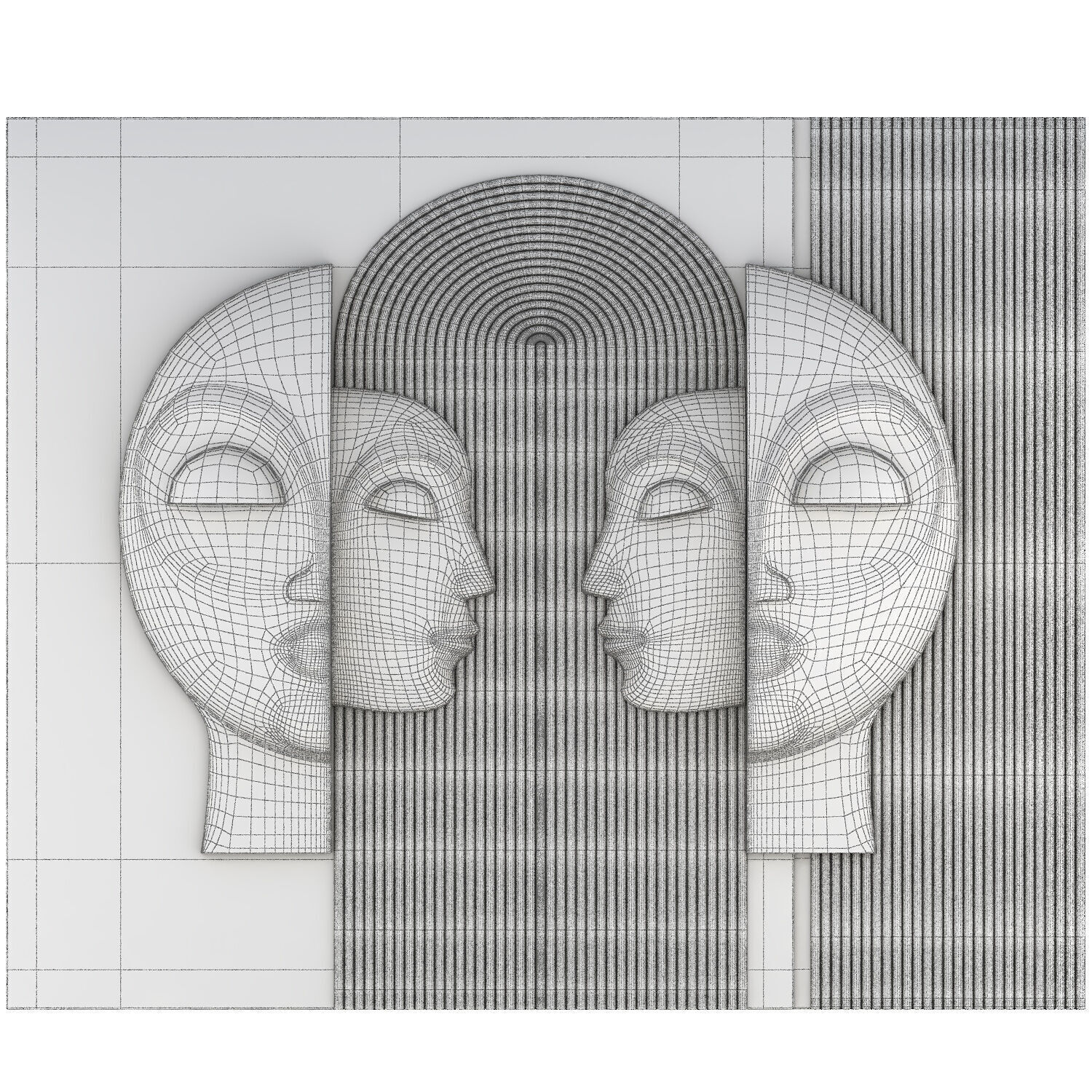 modern abstract face relief minimalist wall art 3D model_4
