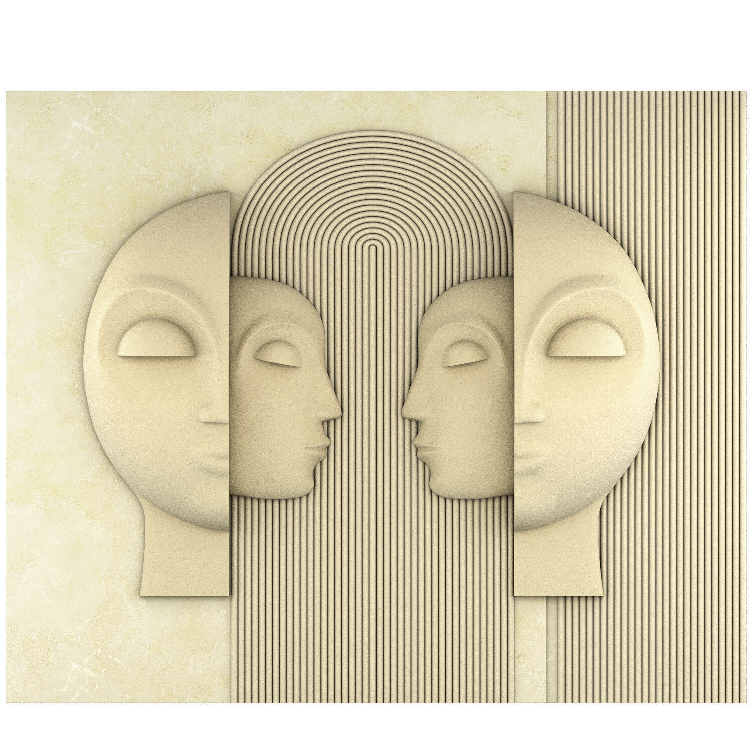 modern abstract face relief minimalist wall art 3D model_1
