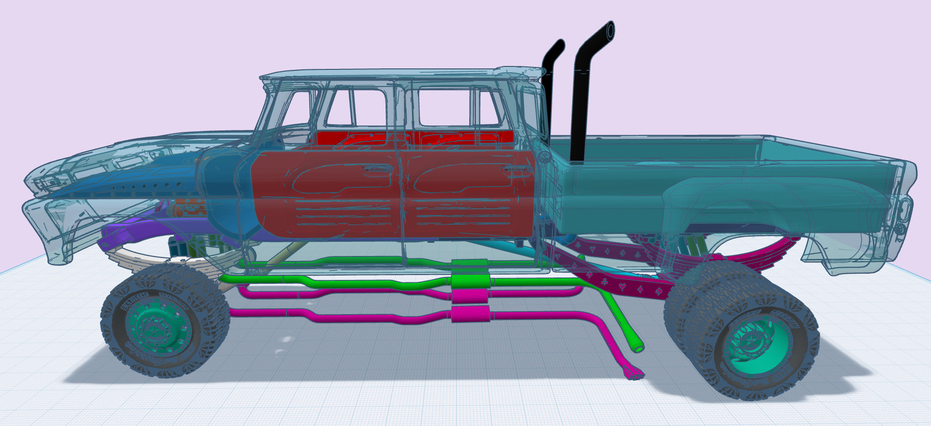 12 inch lift 1965 K10 Crew Cab add ons volume 3 with trailer 3D print model_1