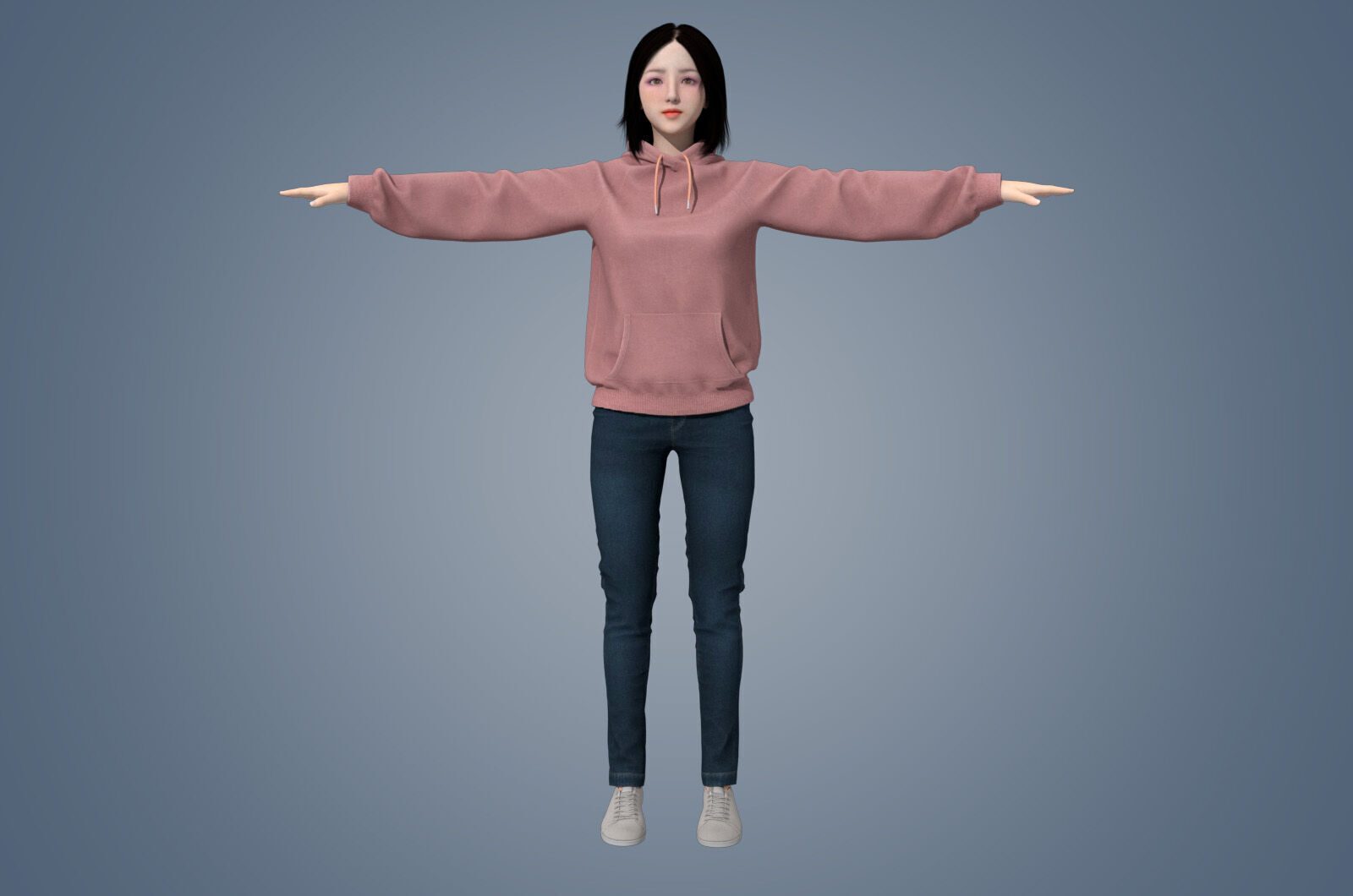 Girl Rigged 3D model 3D model Low-poly 3D model_2