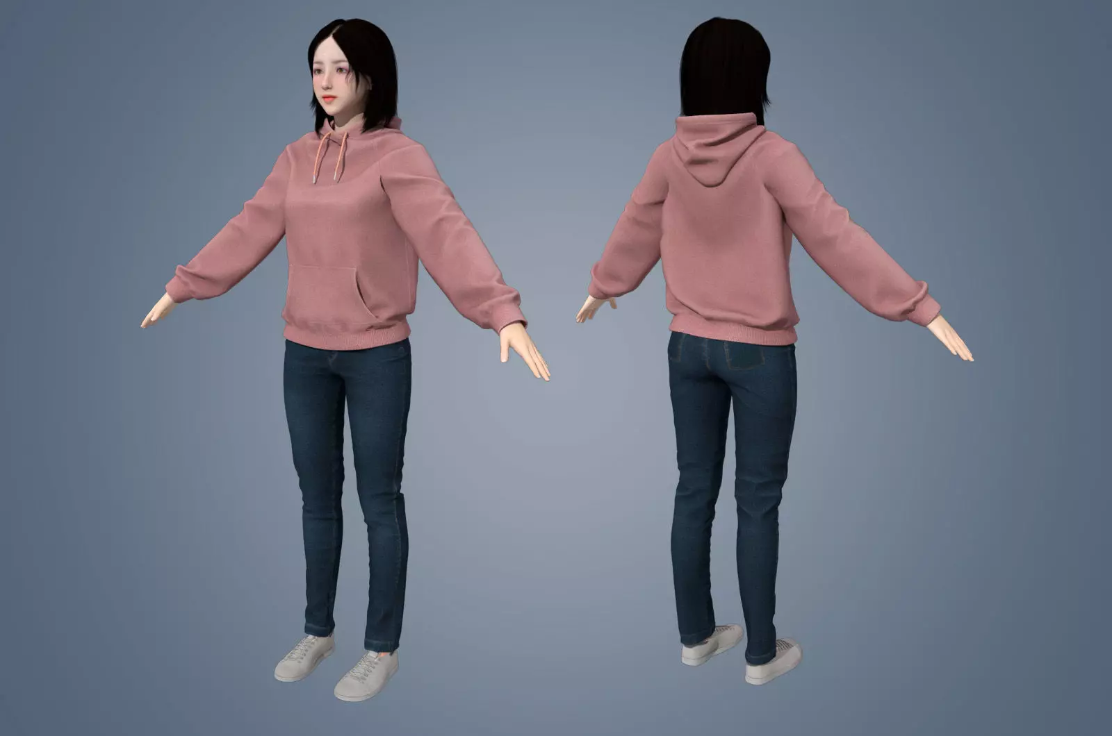 Girl Rigged 3D model 3D model Low-poly 3D model_0