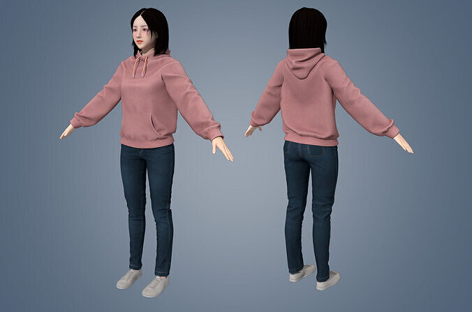 Girl Rigged 3D model 3D model Low-poly 3D model