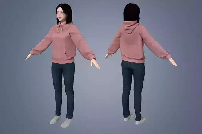 Girl Rigged 3D model 3D model Low-poly 3D model