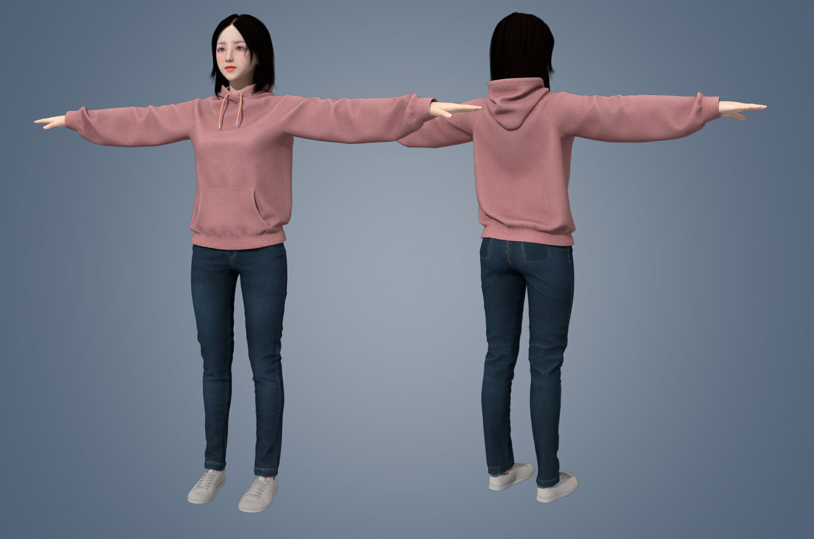 Girl Rigged 3D model 3D model Low-poly 3D model_1