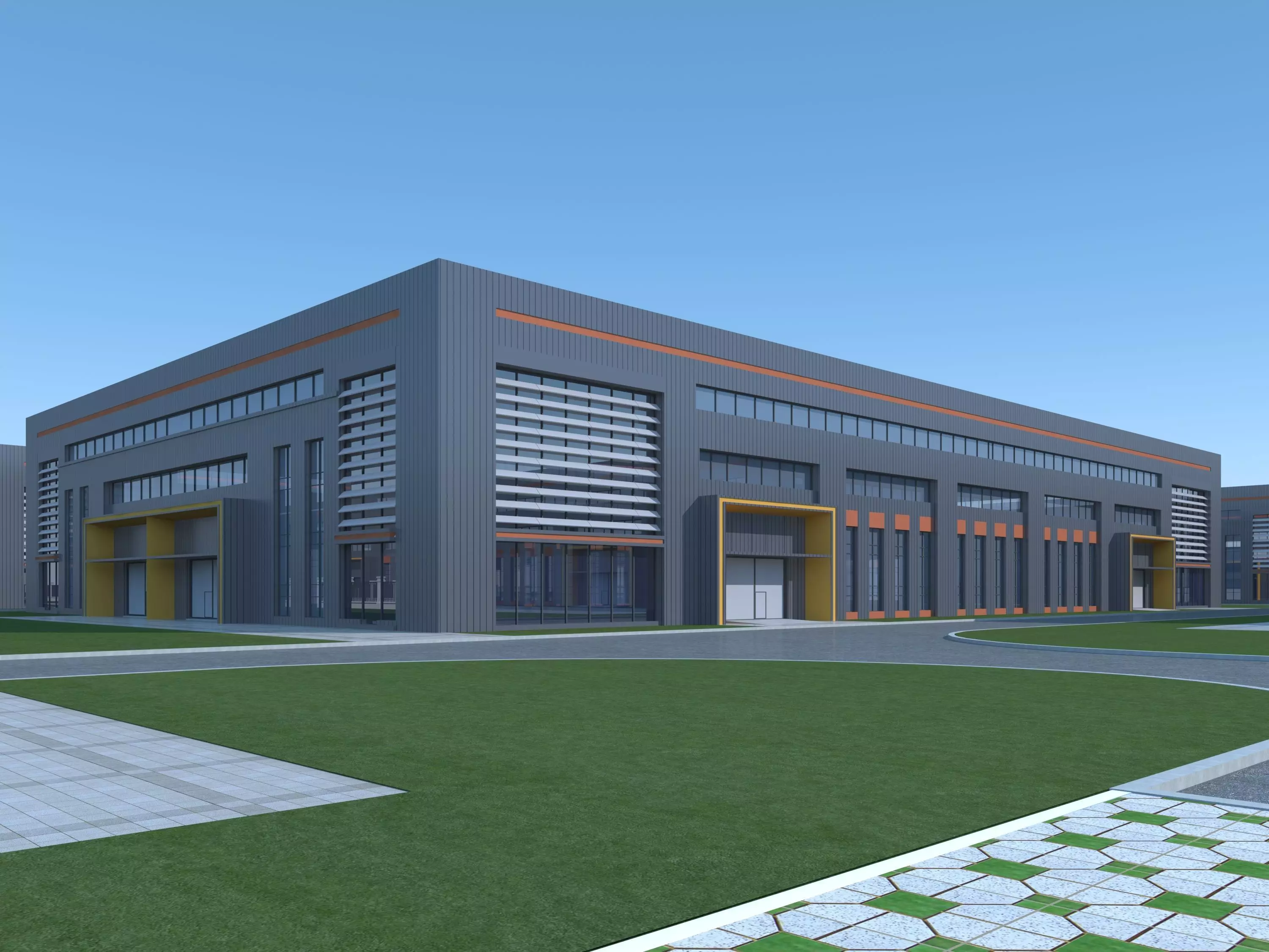 Industrial Building Factory 3D model_0