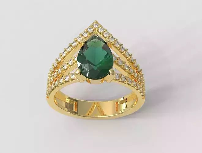 Pear Gemstone Ring 3D print model