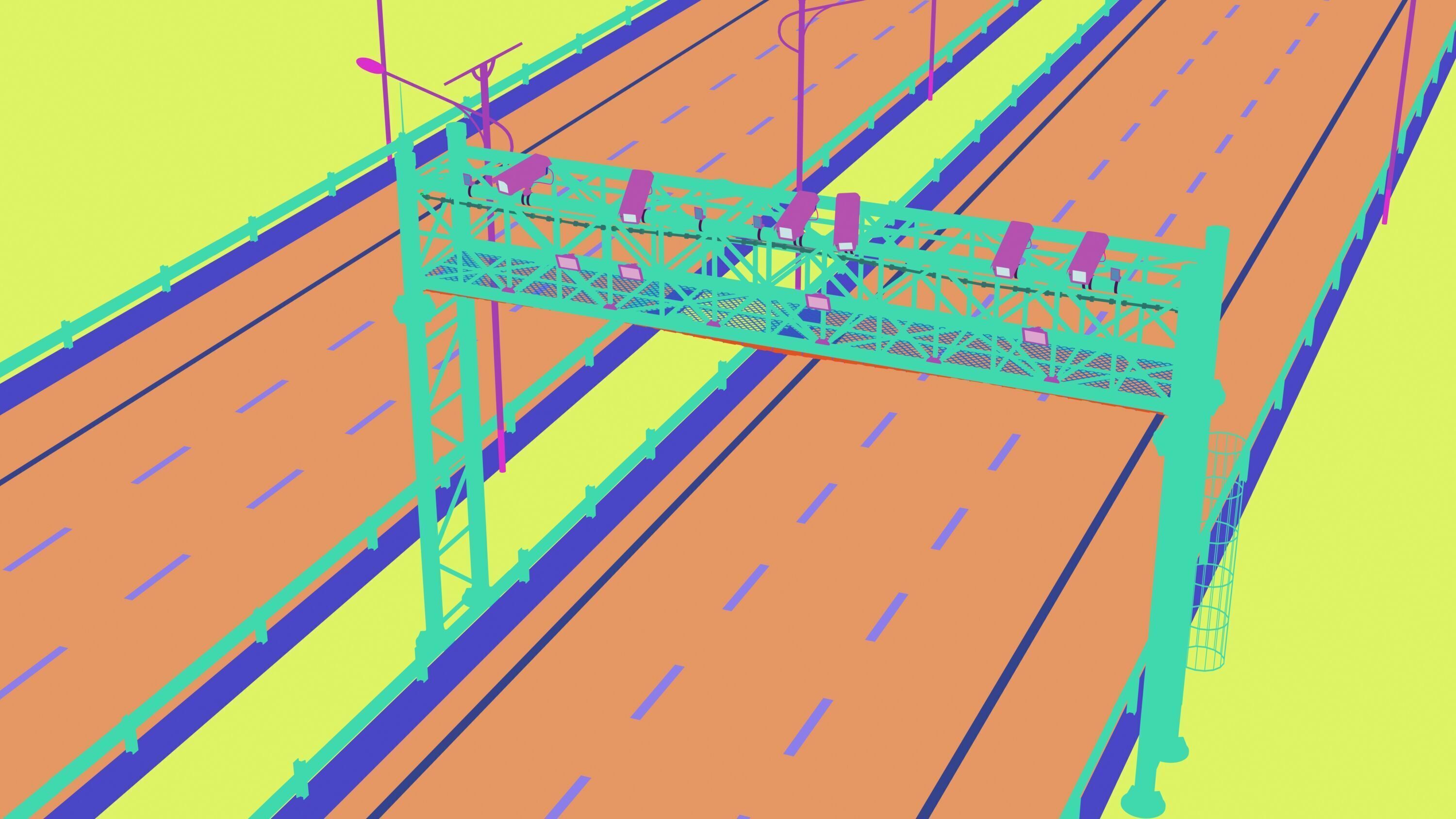 Highway Sign 3D model_9