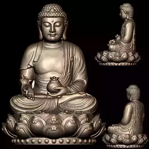Ancient Chinese god statues Buddha  statue of the Medicine King 3D print model
