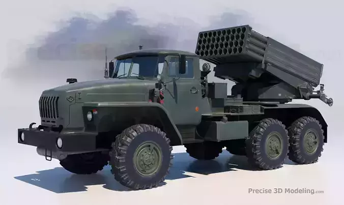 BM-21 Soviet truck-mounted 122 mm multiple rocket launcher