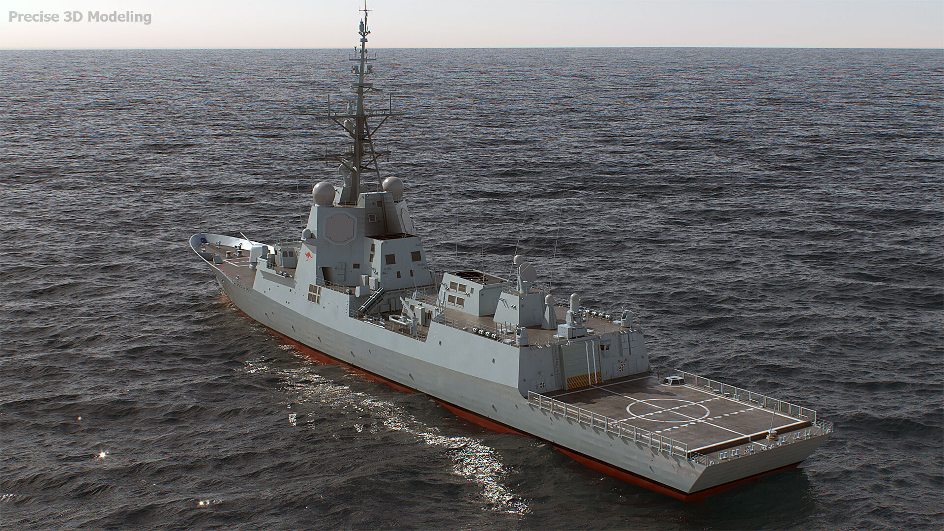 Military Ship air warfare destroyer HMAS Hobart  3D model_4