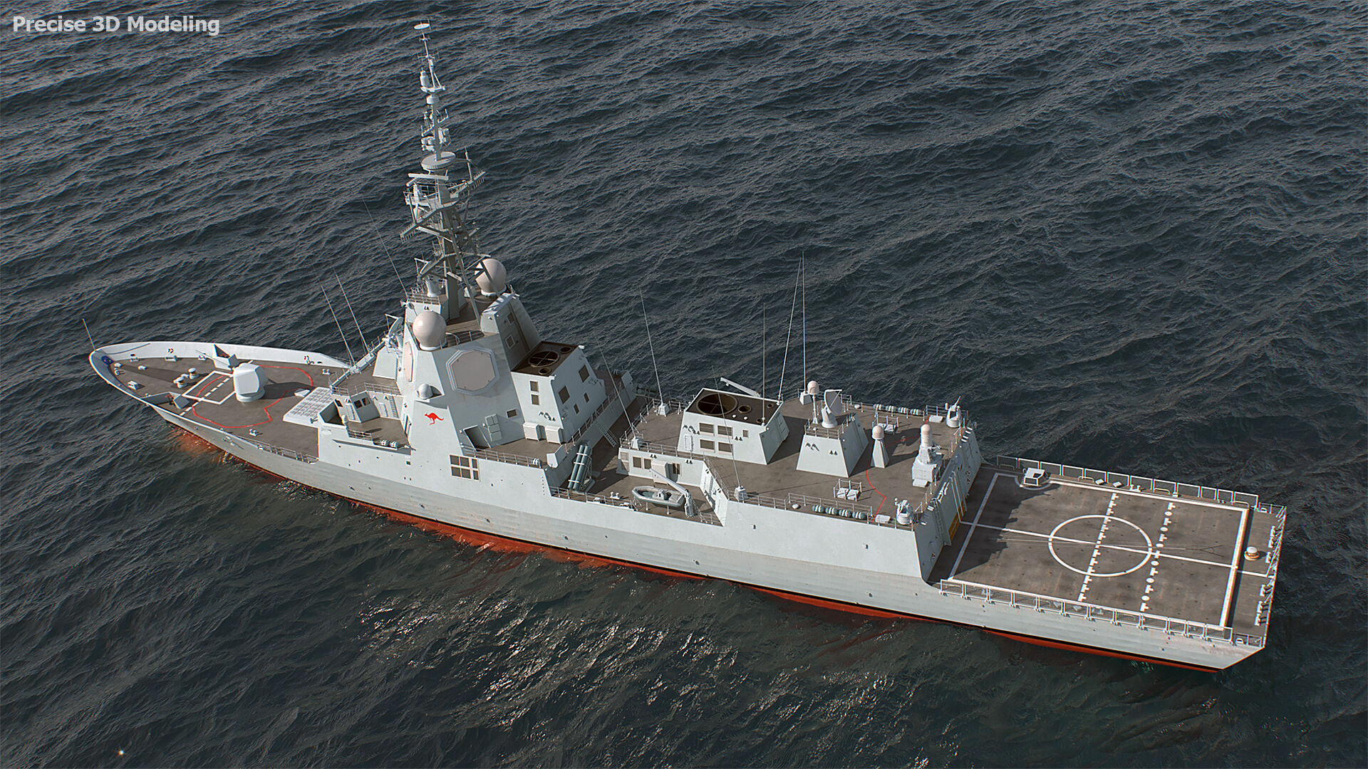 Military Ship air warfare destroyer HMAS Hobart  3D model_10