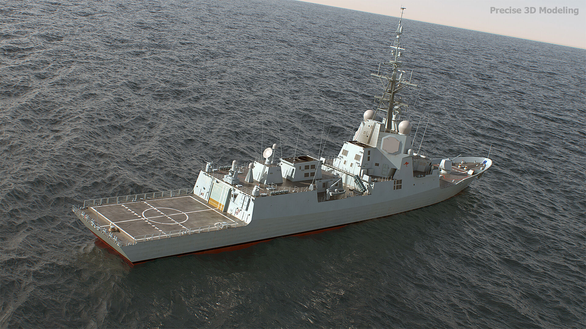 Military Ship air warfare destroyer HMAS Hobart  3D model_1