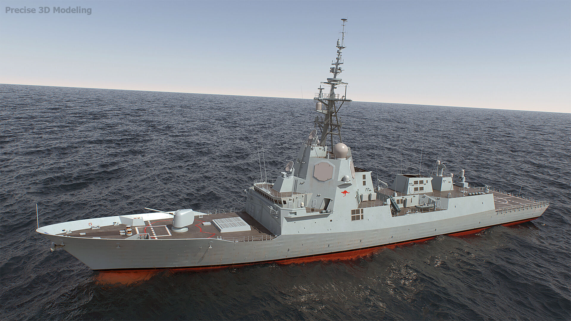 Military Ship air warfare destroyer HMAS Hobart  3D model_11