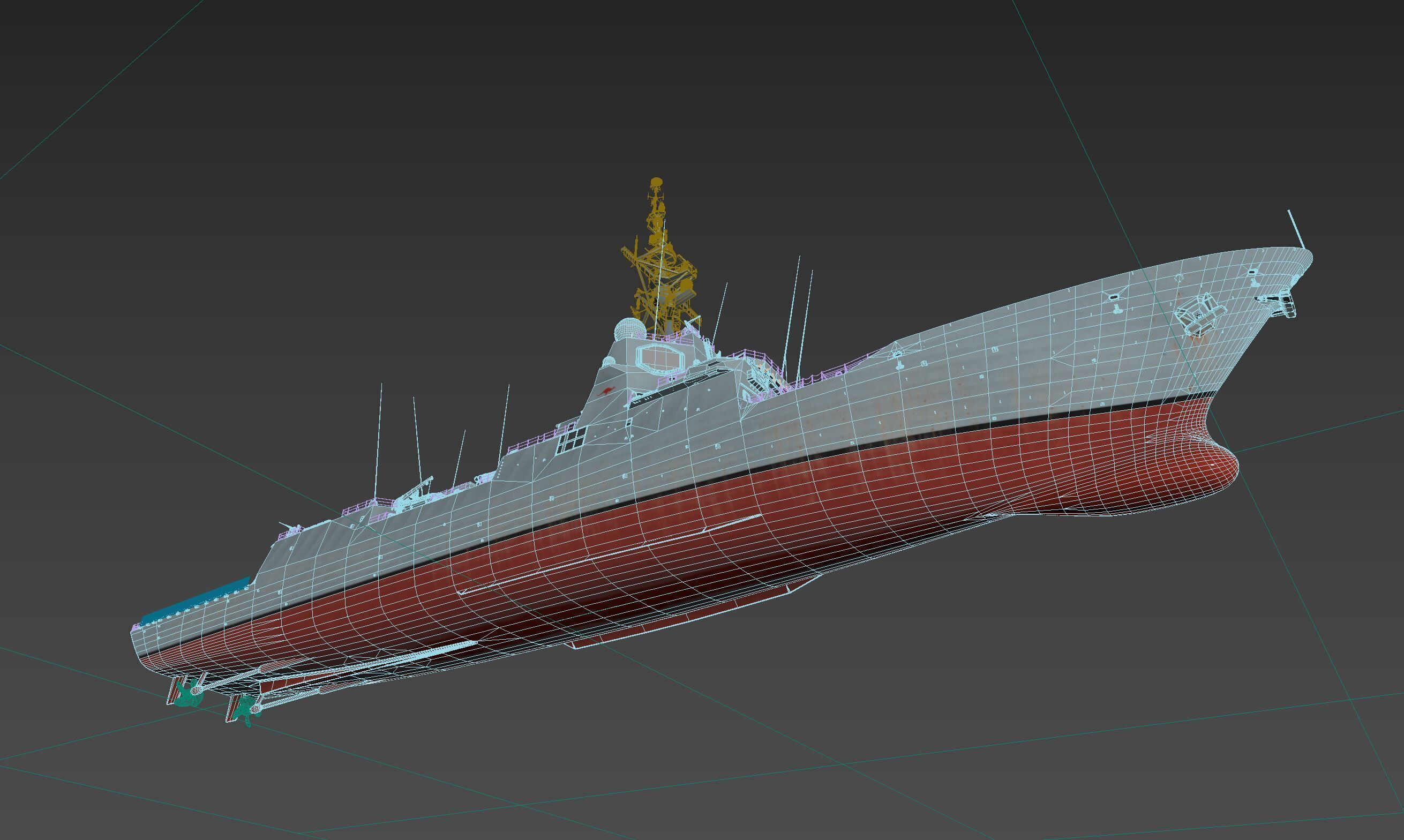 Military Ship air warfare destroyer HMAS Hobart  3D model_14