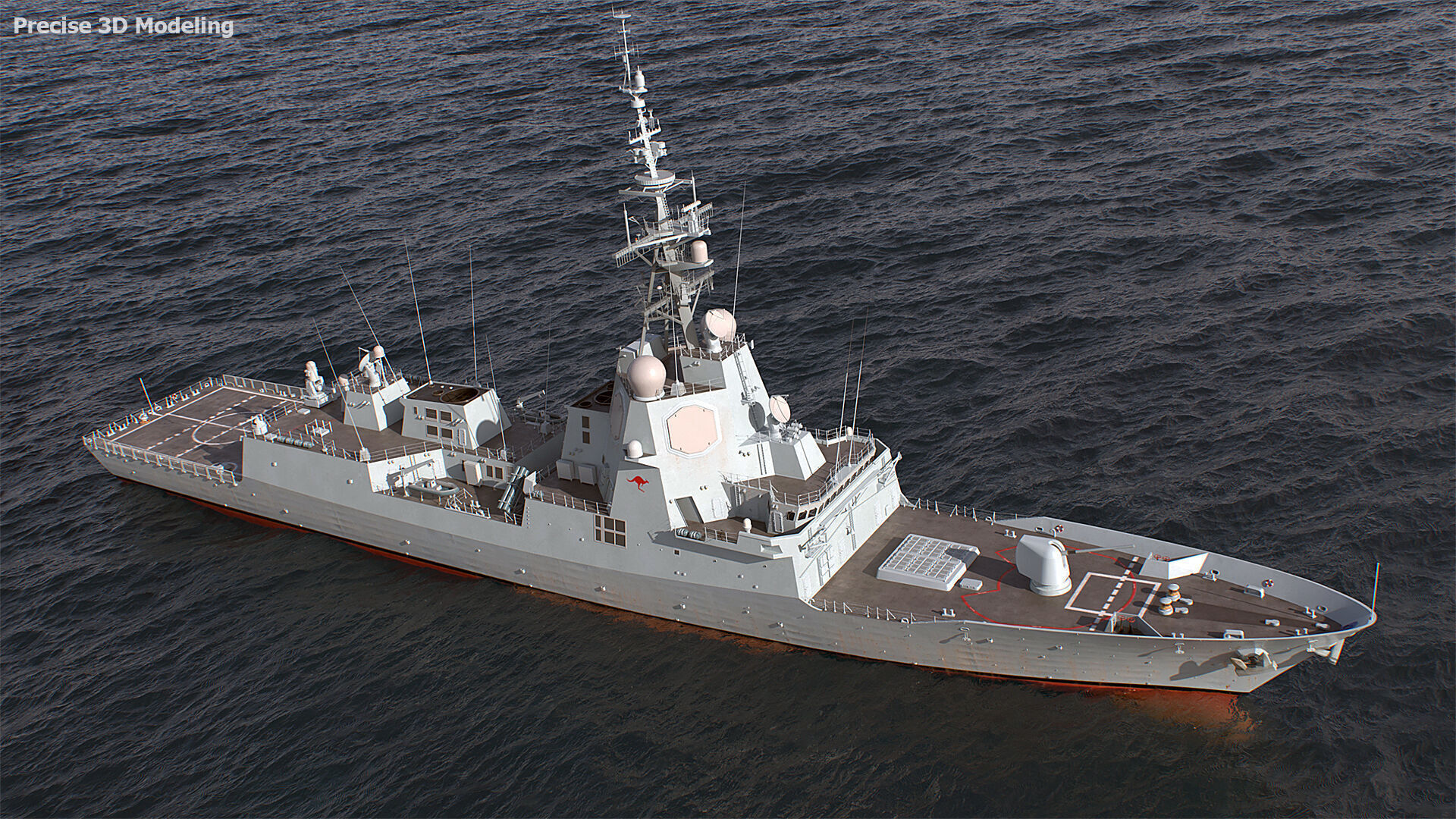 Military Ship air warfare destroyer HMAS Hobart  3D model_2