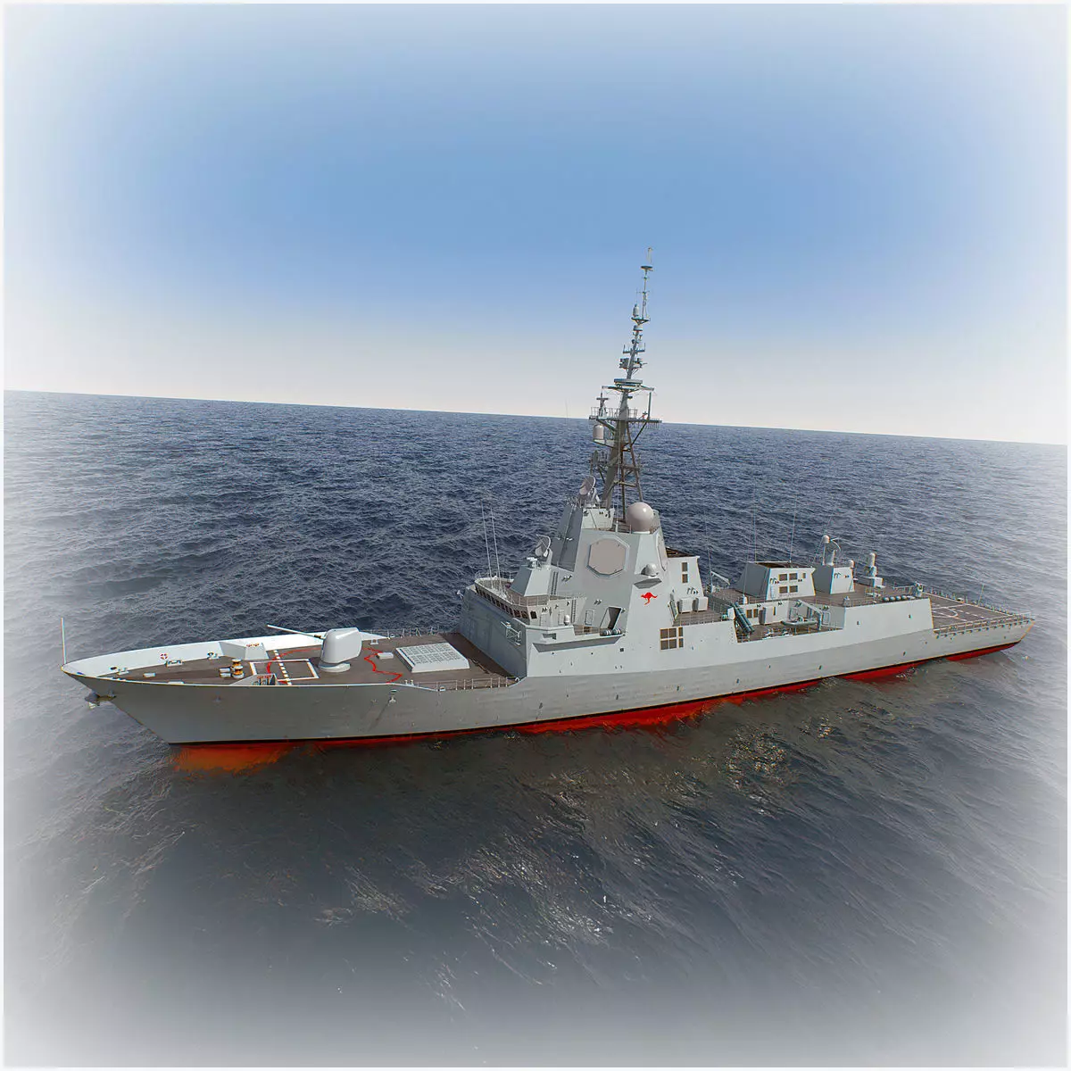 Military Ship air warfare destroyer HMAS Hobart  3D model_0