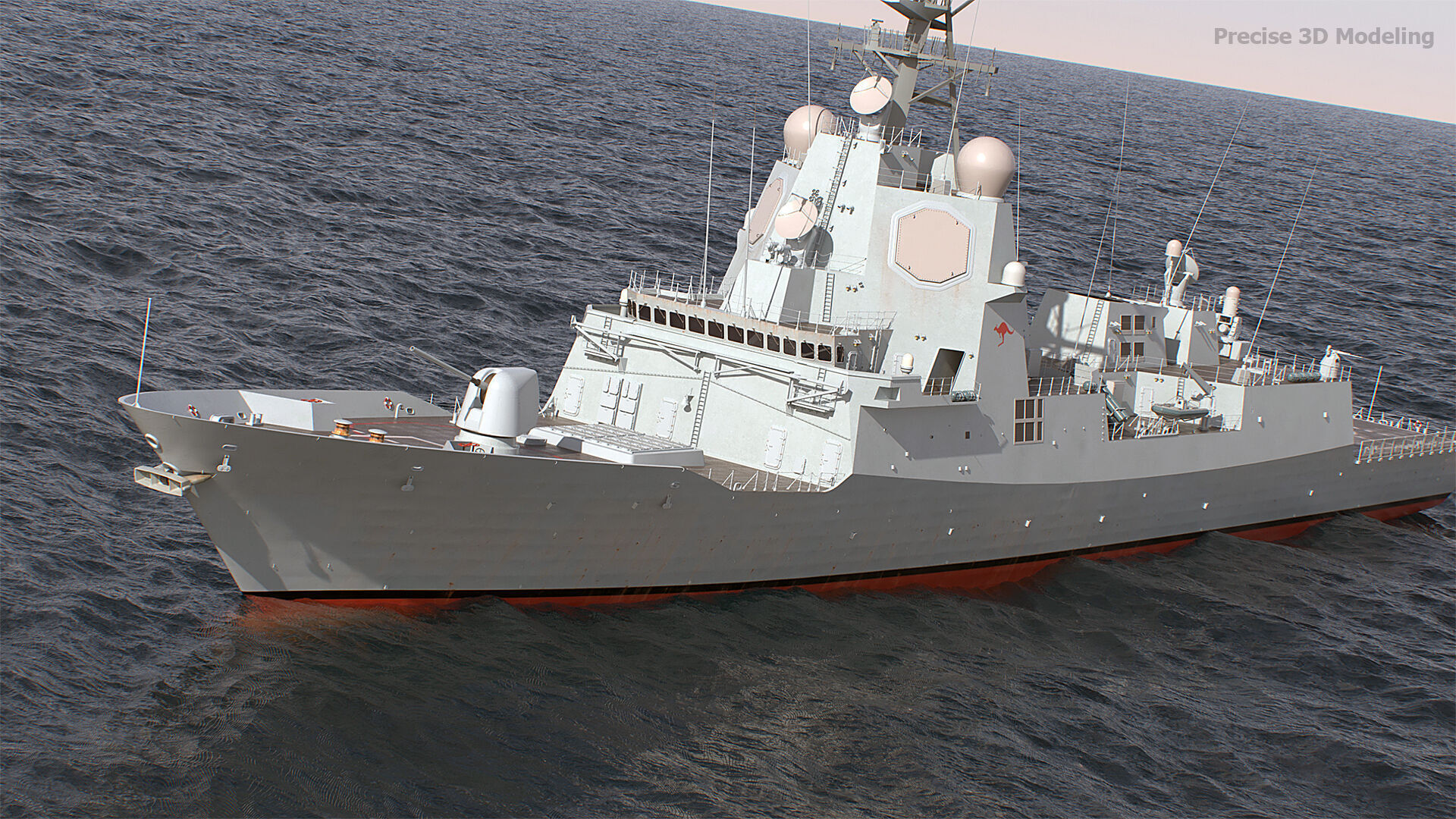 Military Ship air warfare destroyer HMAS Hobart  3D model_3