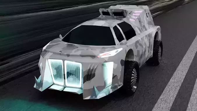  Armored Battle Car Low Poly 3D Model Game Asset