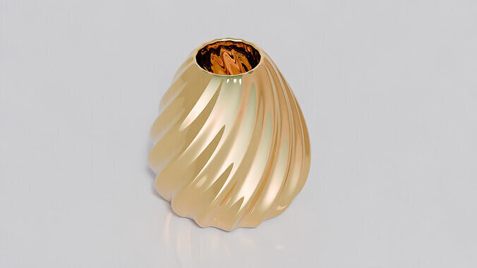 Gold Twisted Vase Elegant Decorative 3D Model Low-poly 3D model