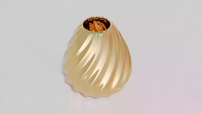 Gold Twisted Vase Elegant Decorative 3D Model