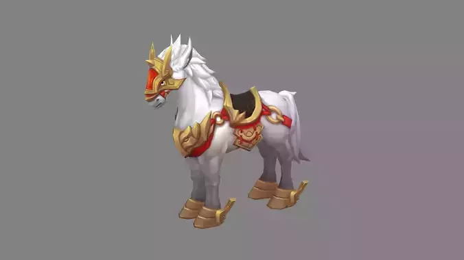 Cartoon white horse mount