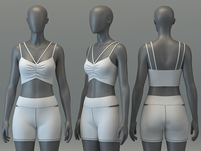 Ruched Tank and Shorts Set 3D model