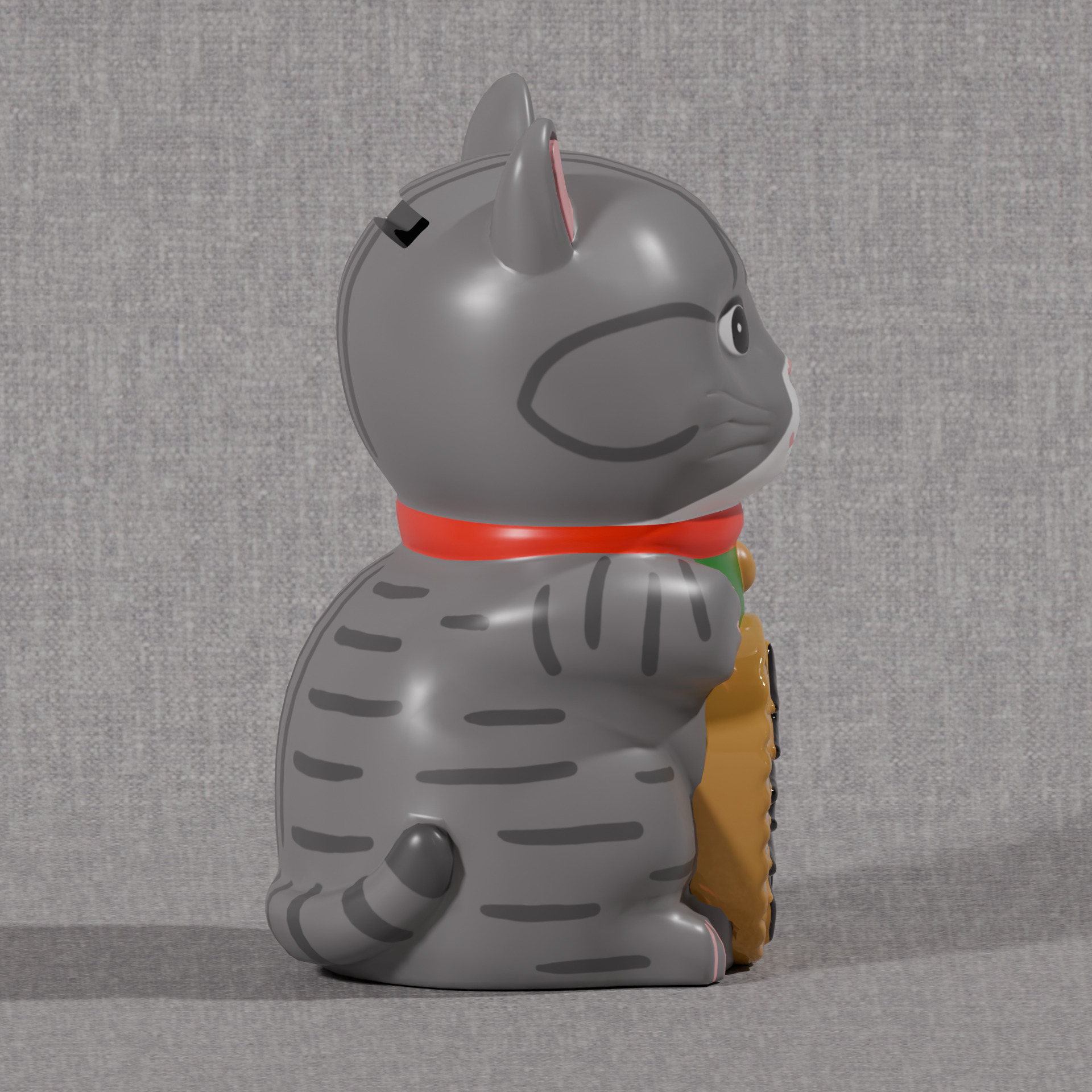 Lucky Cat Money Bank Low-poly 3D model_5