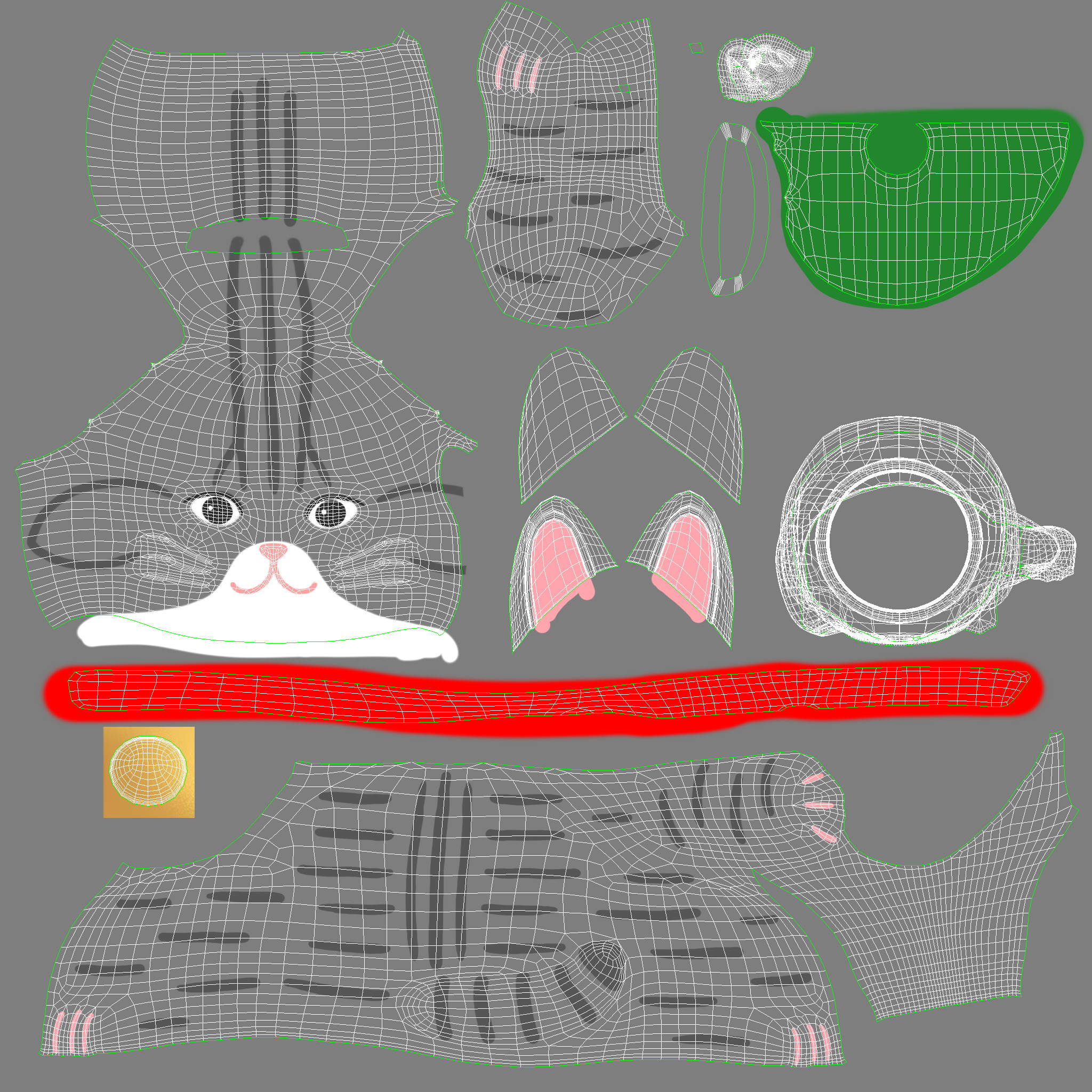 Lucky Cat Money Bank Low-poly 3D model_8