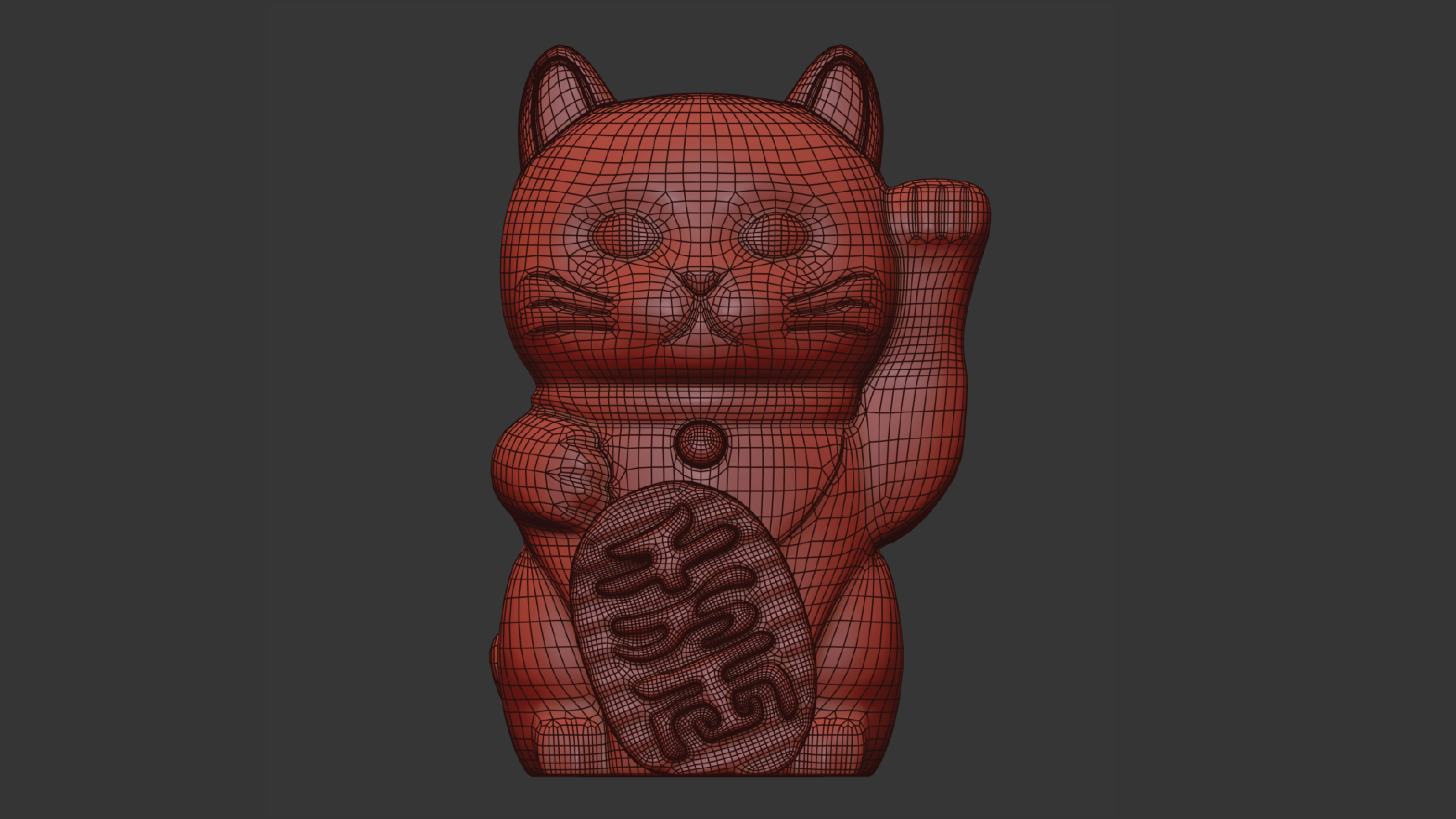 Lucky Cat Money Bank Low-poly 3D model_6
