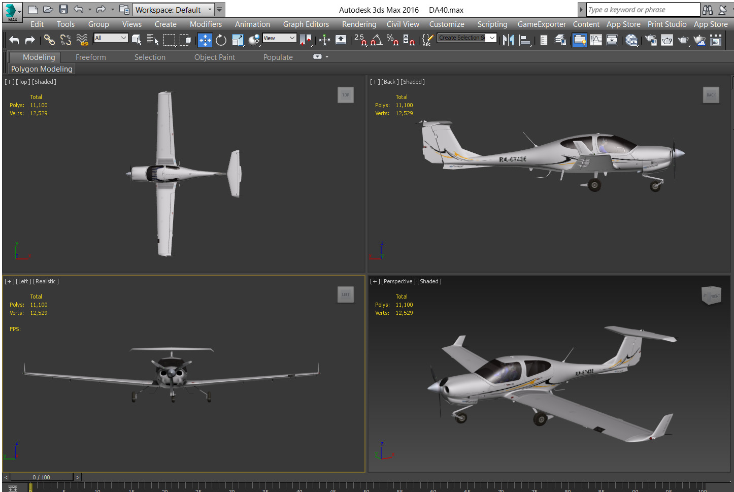 Diamond DA40 Low-poly 3D model_11