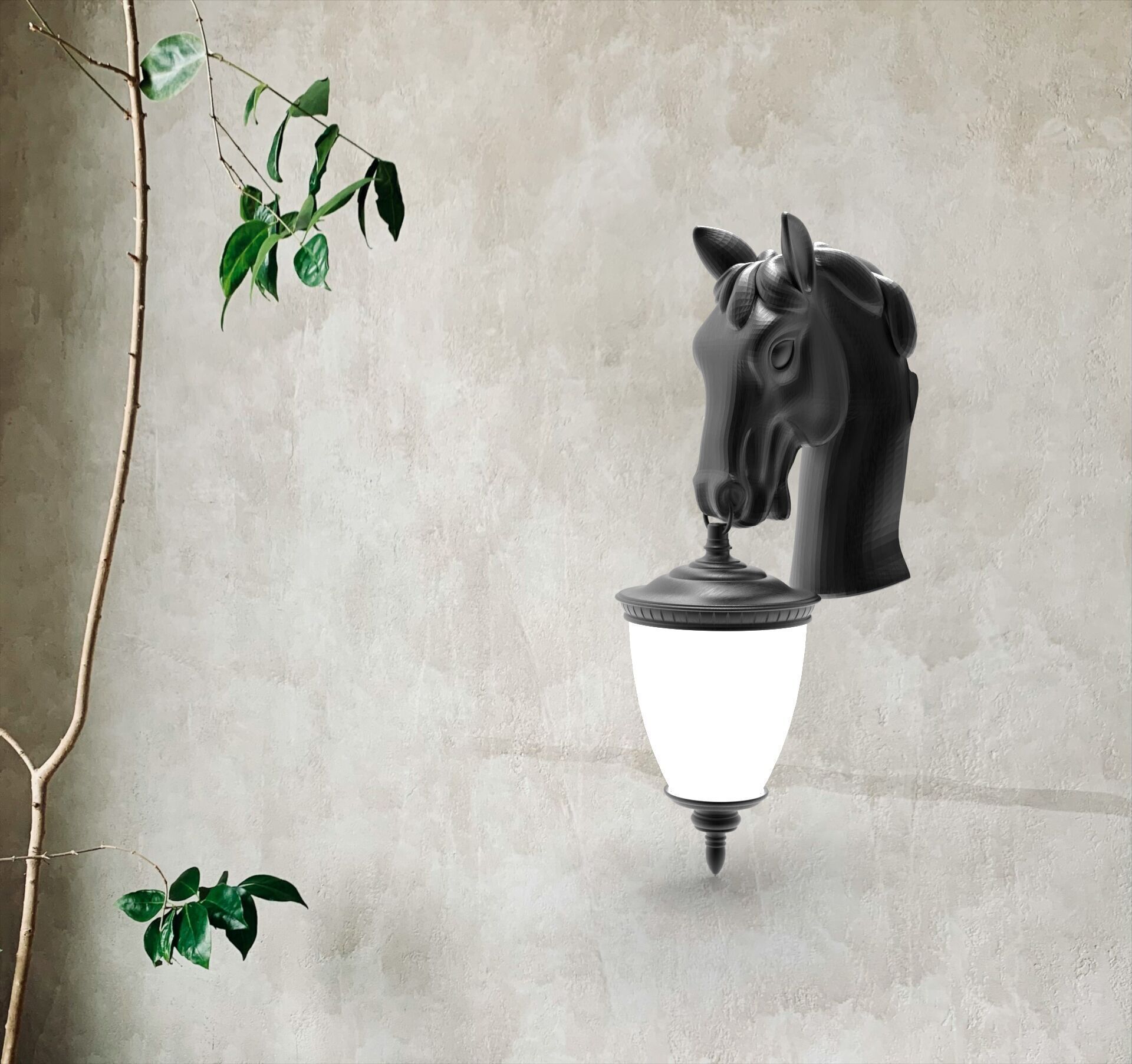 Horse Head Wall Lamp 3D print model_2