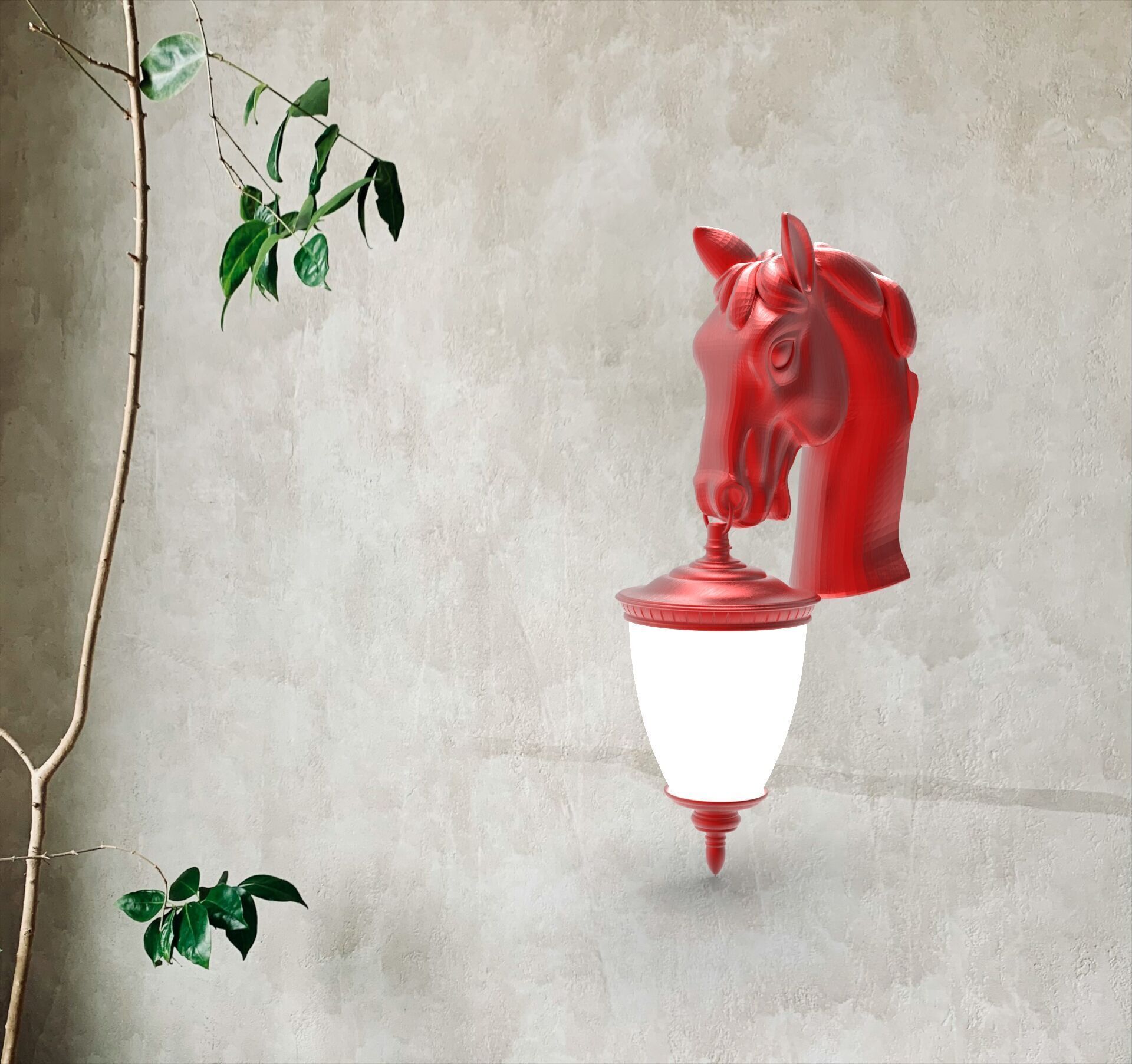 Horse Head Wall Lamp 3D print model_3