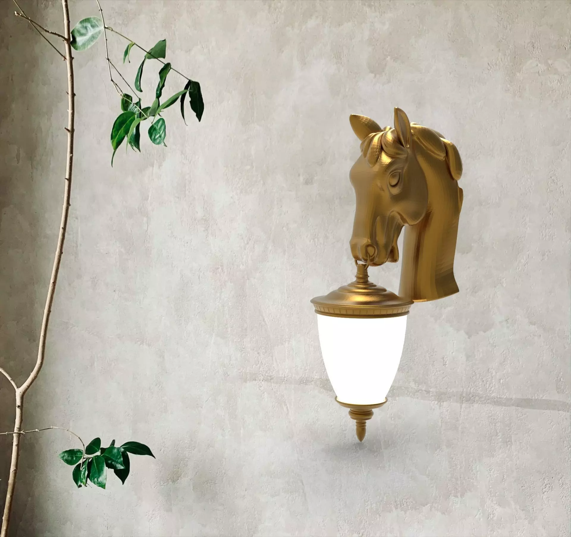Horse Head Wall Lamp 3D print model_0