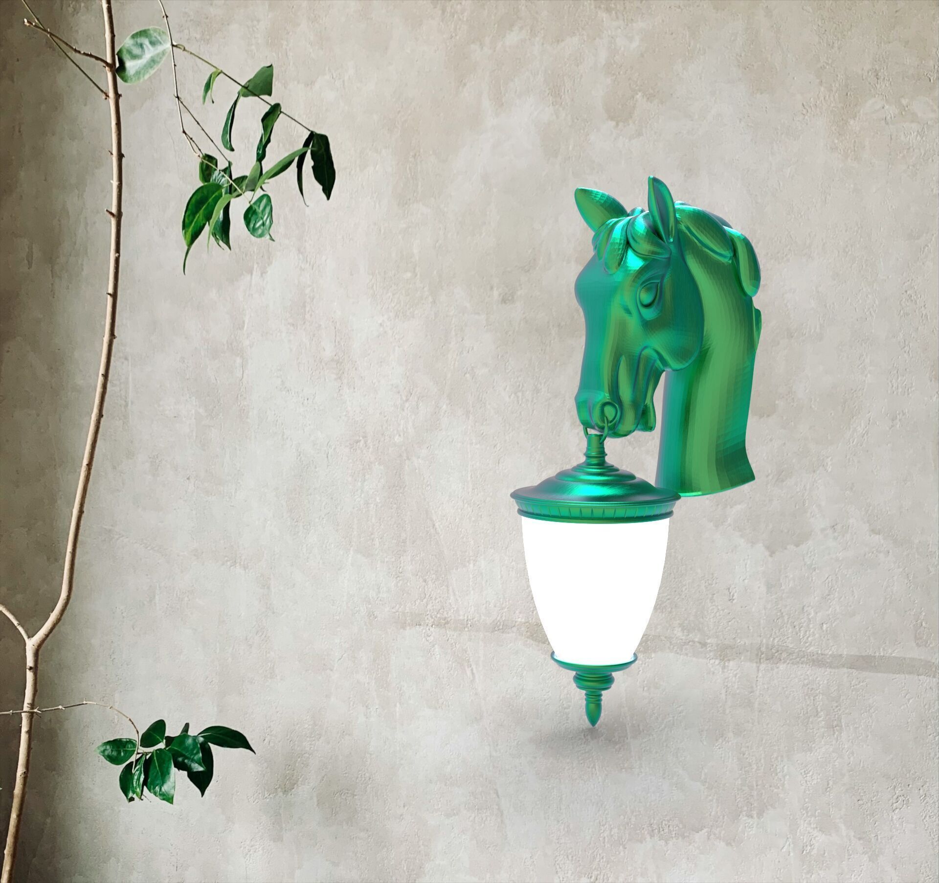 Horse Head Wall Lamp 3D print model_1