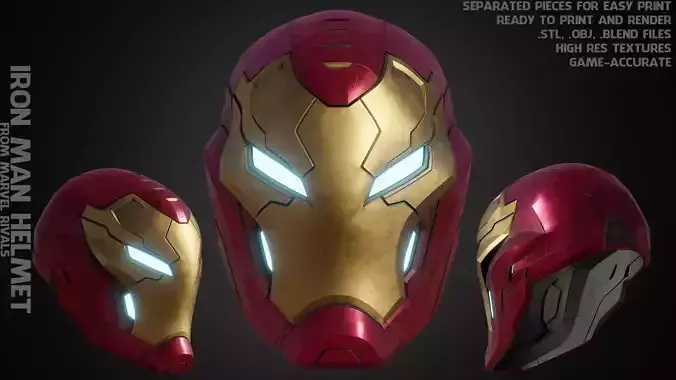 Marvel Rivals Iron Man Helmet for Cosplay 3D print model