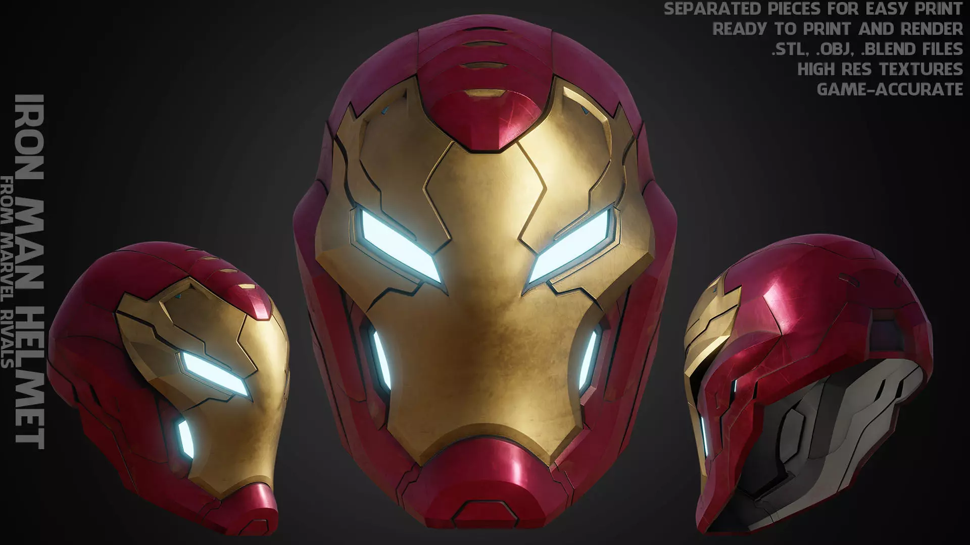 Marvel Rivals Iron Man Helmet for Cosplay 3D print model_0