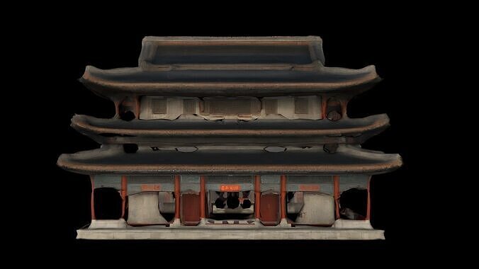 Ancient Chinese Building 1 3D model 7